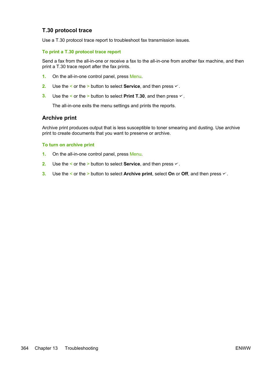 T.30 protocol trace, Archive print, T.30 protocol trace archive print | HP LaserJet 3055 User Manual | Page 382 / 430