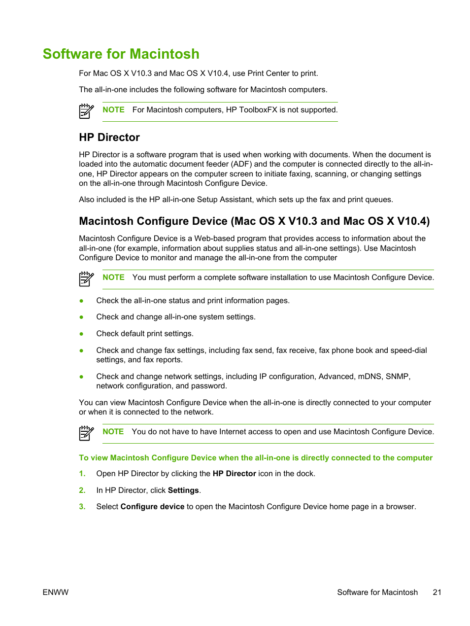 Software for macintosh, Hp director | HP LaserJet 3055 User Manual | Page 39 / 430