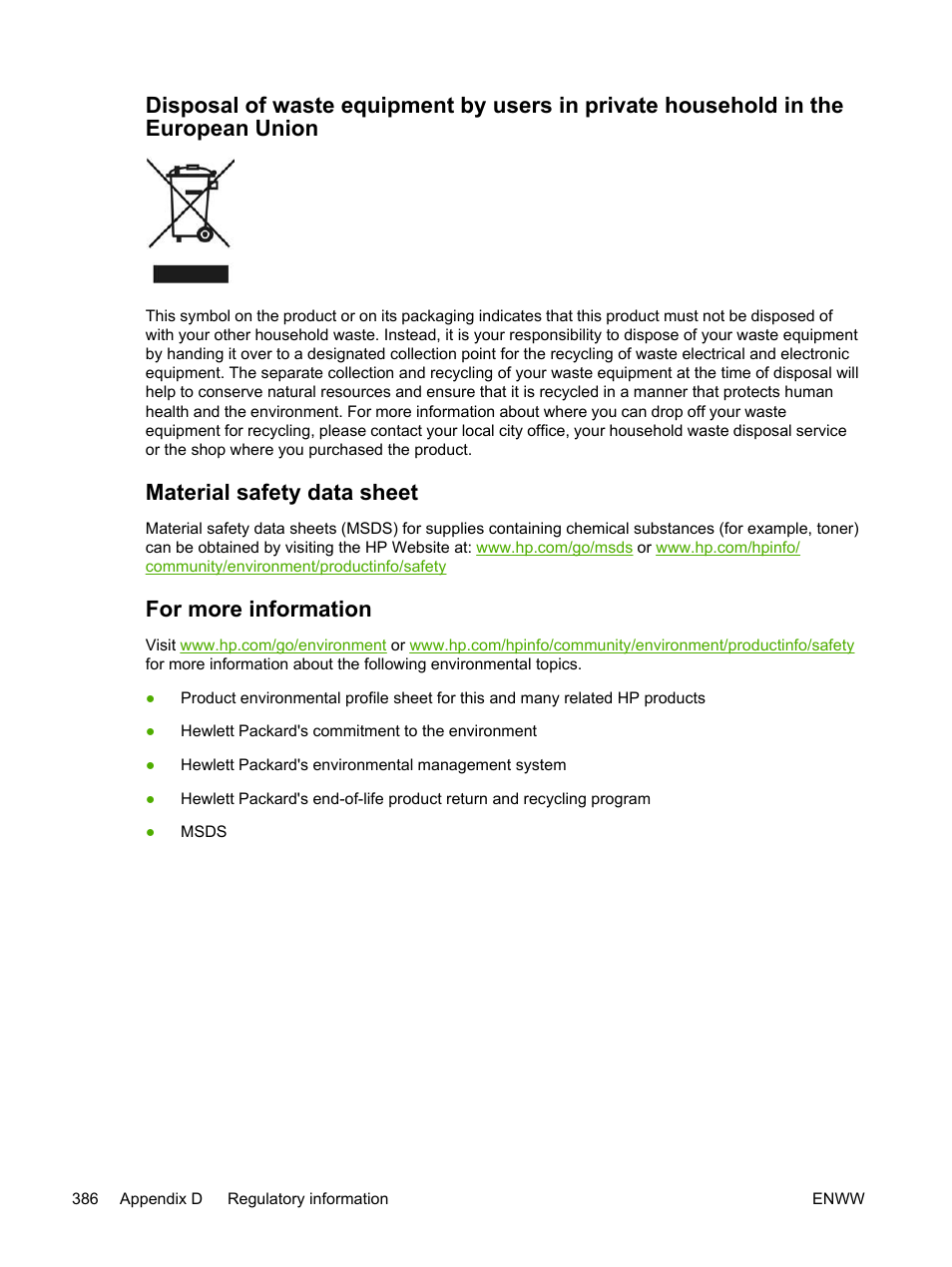 Material safety data sheet, For more information | HP LaserJet 3055 User Manual | Page 404 / 430