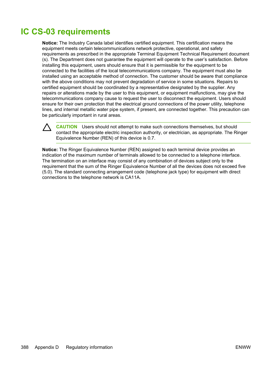 Ic cs-03 requirements | HP LaserJet 3055 User Manual | Page 406 / 430