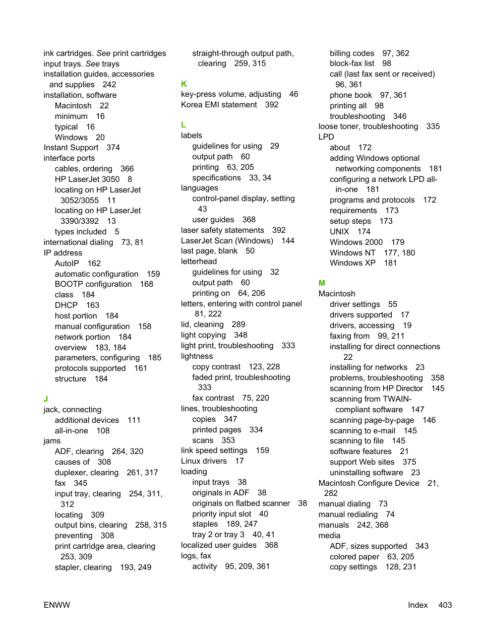 HP LaserJet 3055 User Manual | Page 421 / 430