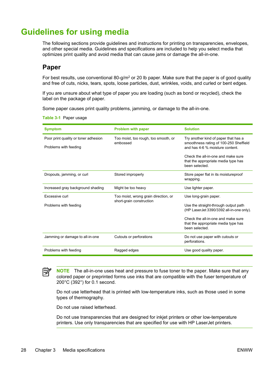 Guidelines for using media, Paper, Printers. see | Number 5963-7863). see | HP LaserJet 3055 User Manual | Page 46 / 430