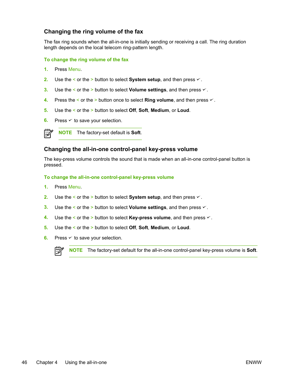 Changing the ring volume of the fax | HP LaserJet 3055 User Manual | Page 64 / 430