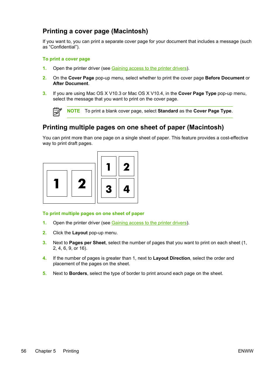 Printing a cover page (macintosh) | HP LaserJet 3055 User Manual | Page 74 / 430