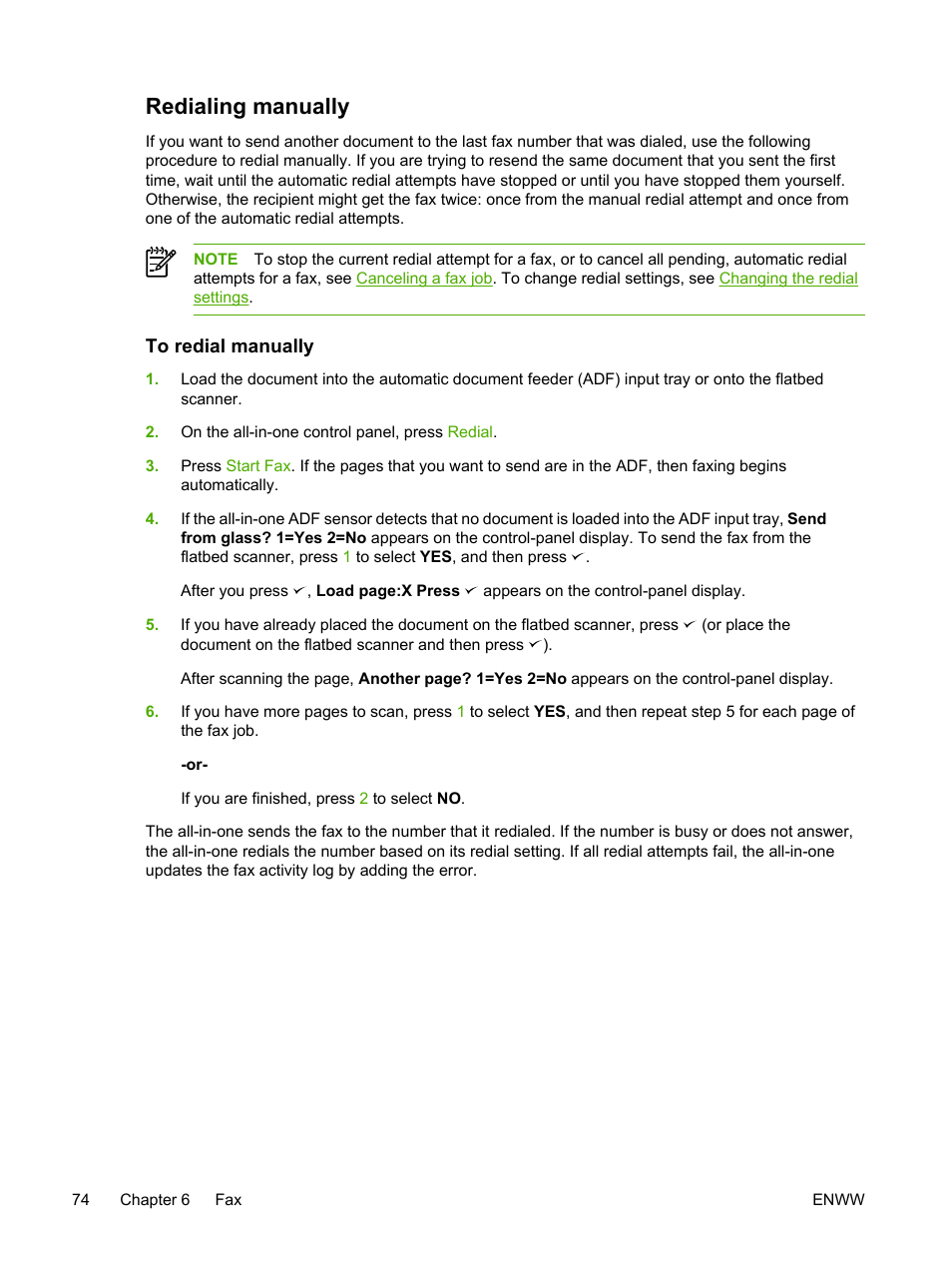 Redialing manually, To redial manually | HP LaserJet 3055 User Manual | Page 92 / 430