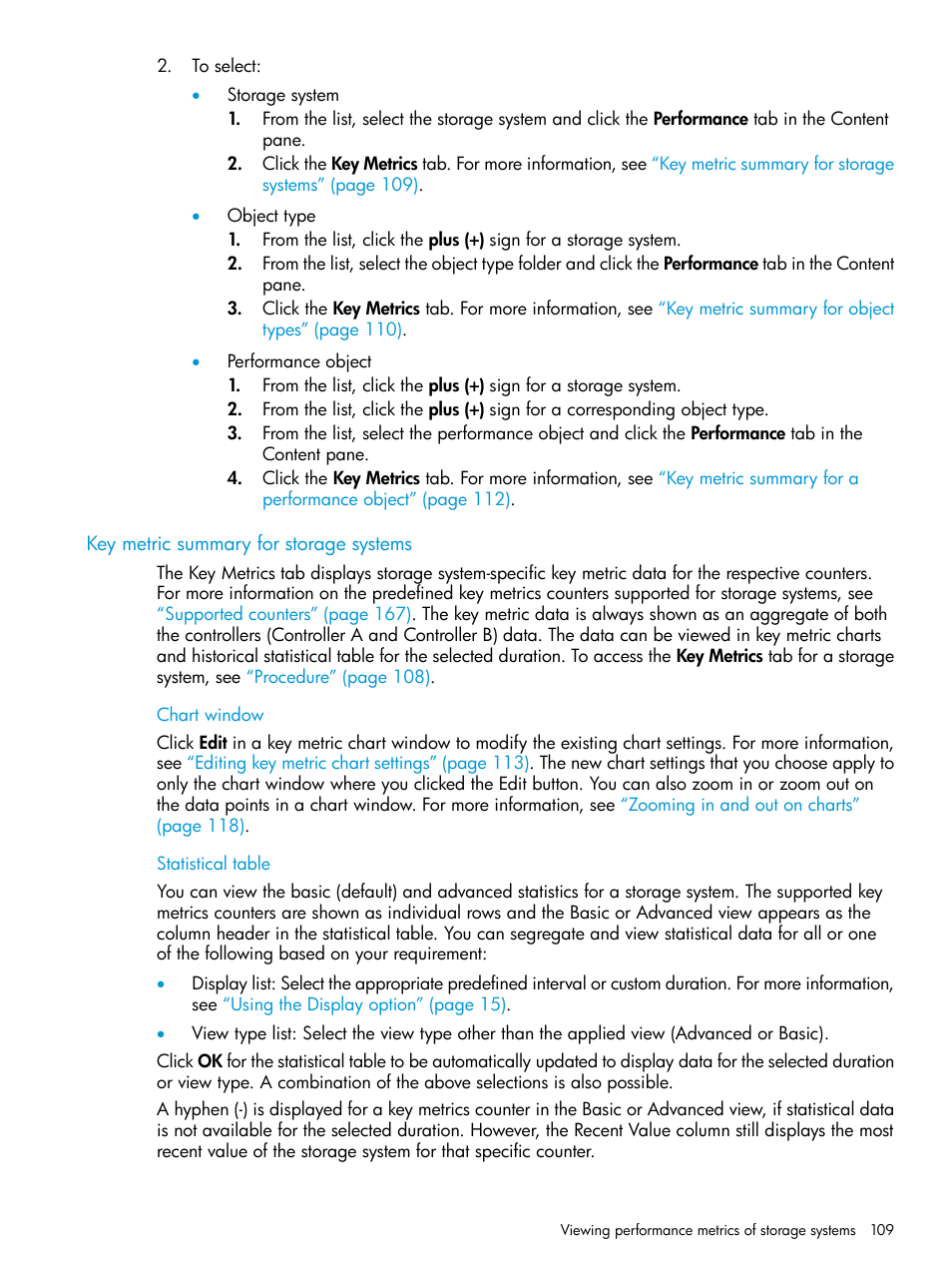 Key metric summary for storage systems | HP P6000 Performance Advisor Software User Manual | Page 109 / 186