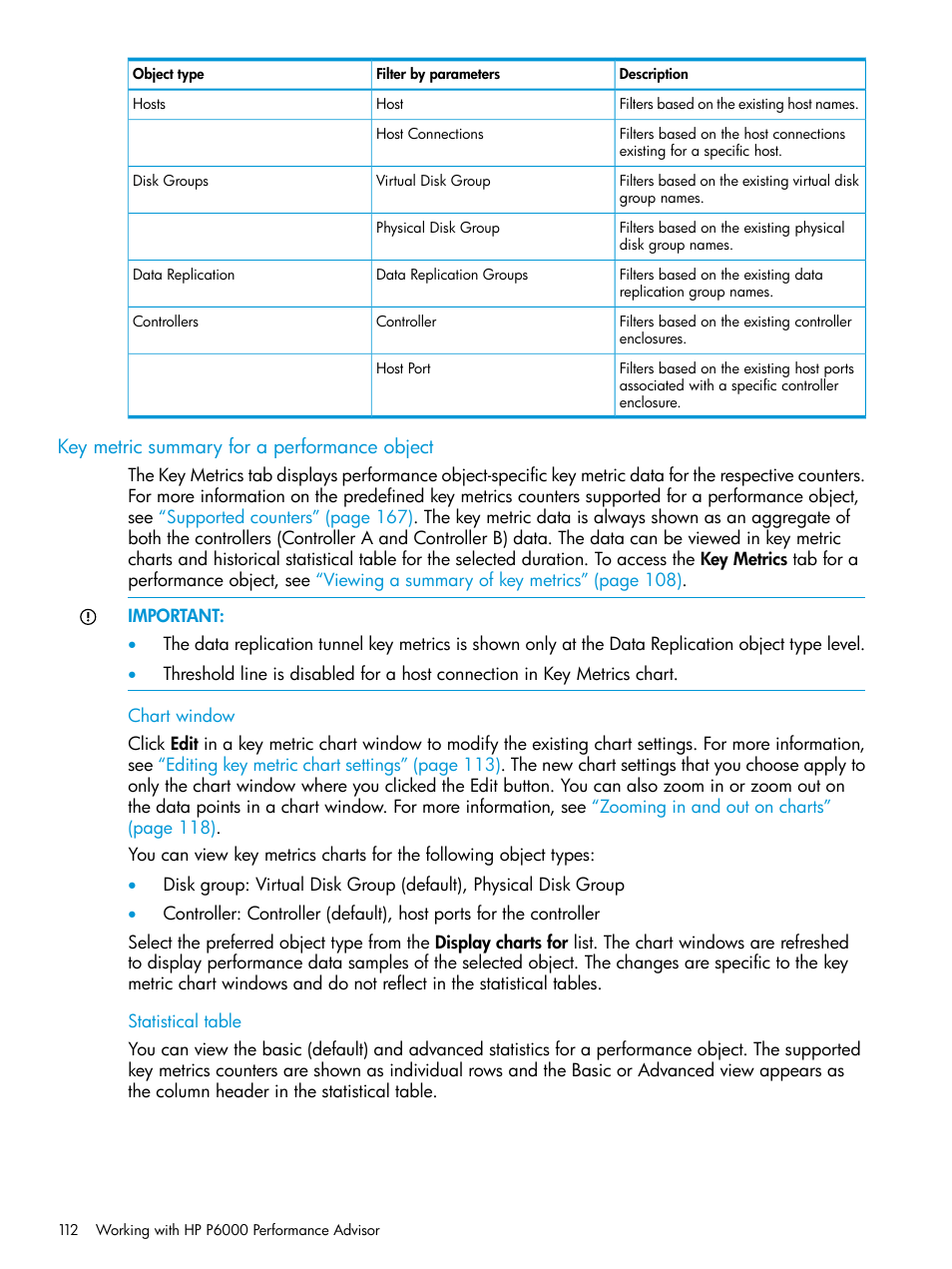 Key metric summary for a performance object, Key metric summary for a | HP P6000 Performance Advisor Software User Manual | Page 112 / 186