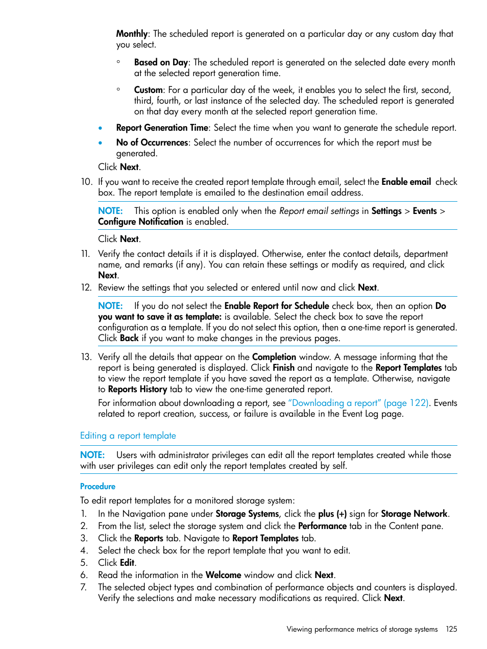 Editing a report template | HP P6000 Performance Advisor Software User Manual | Page 125 / 186