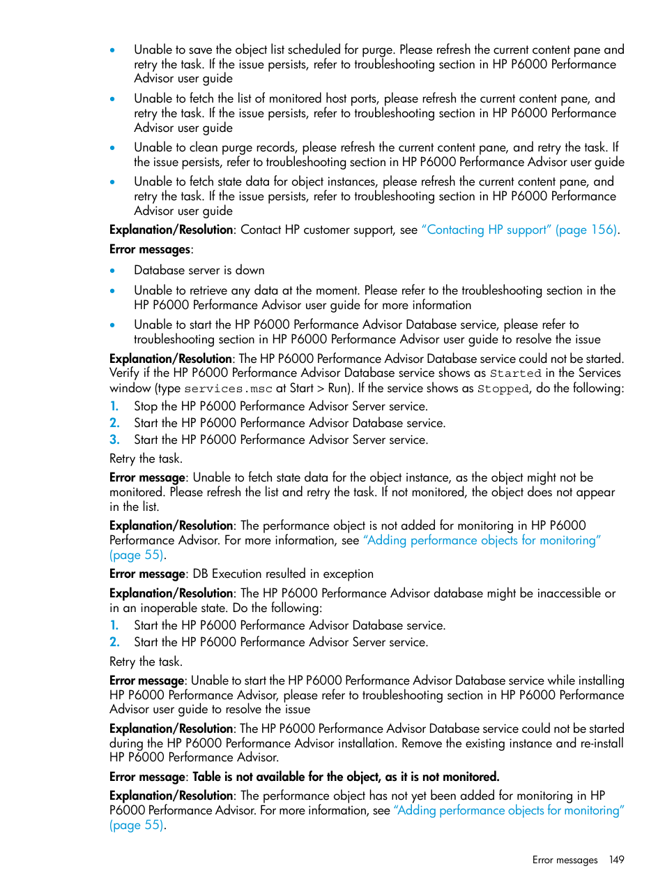 HP P6000 Performance Advisor Software User Manual | Page 149 / 186