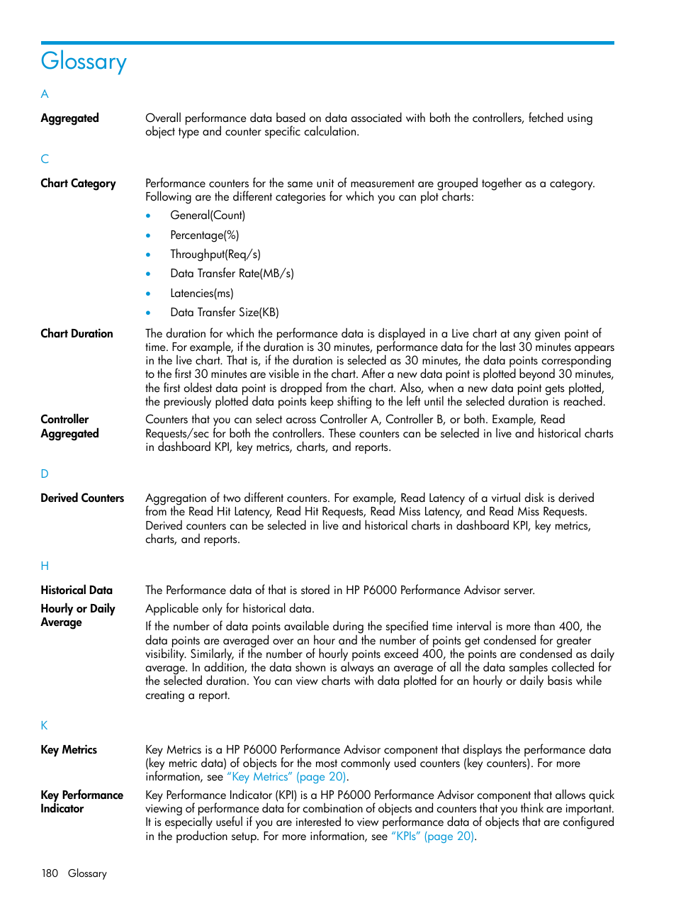 Glossary | HP P6000 Performance Advisor Software User Manual | Page 180 / 186