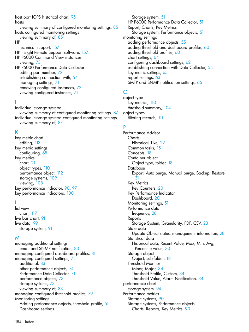 HP P6000 Performance Advisor Software User Manual | Page 184 / 186