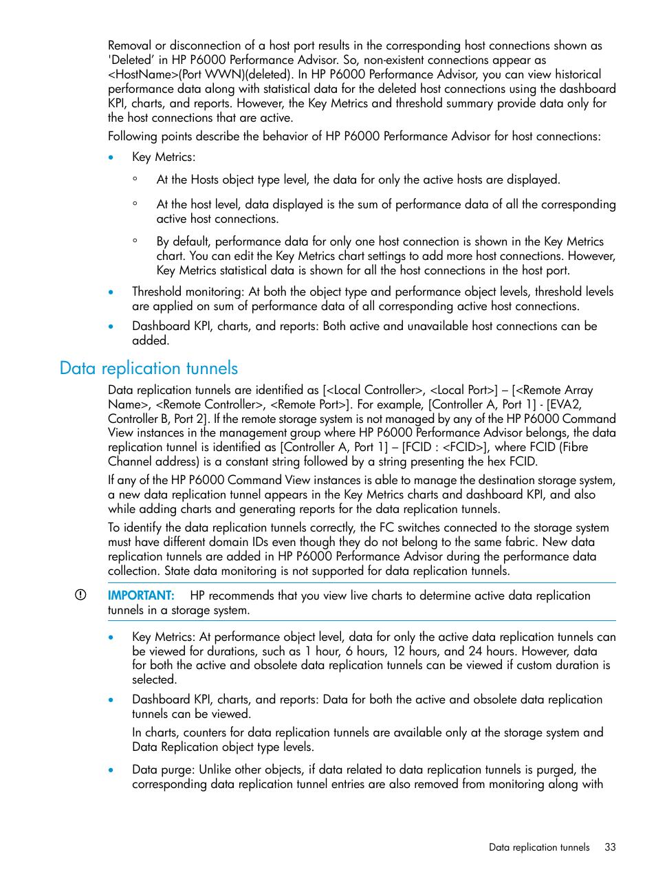 Data replication tunnels | HP P6000 Performance Advisor Software User Manual | Page 33 / 186