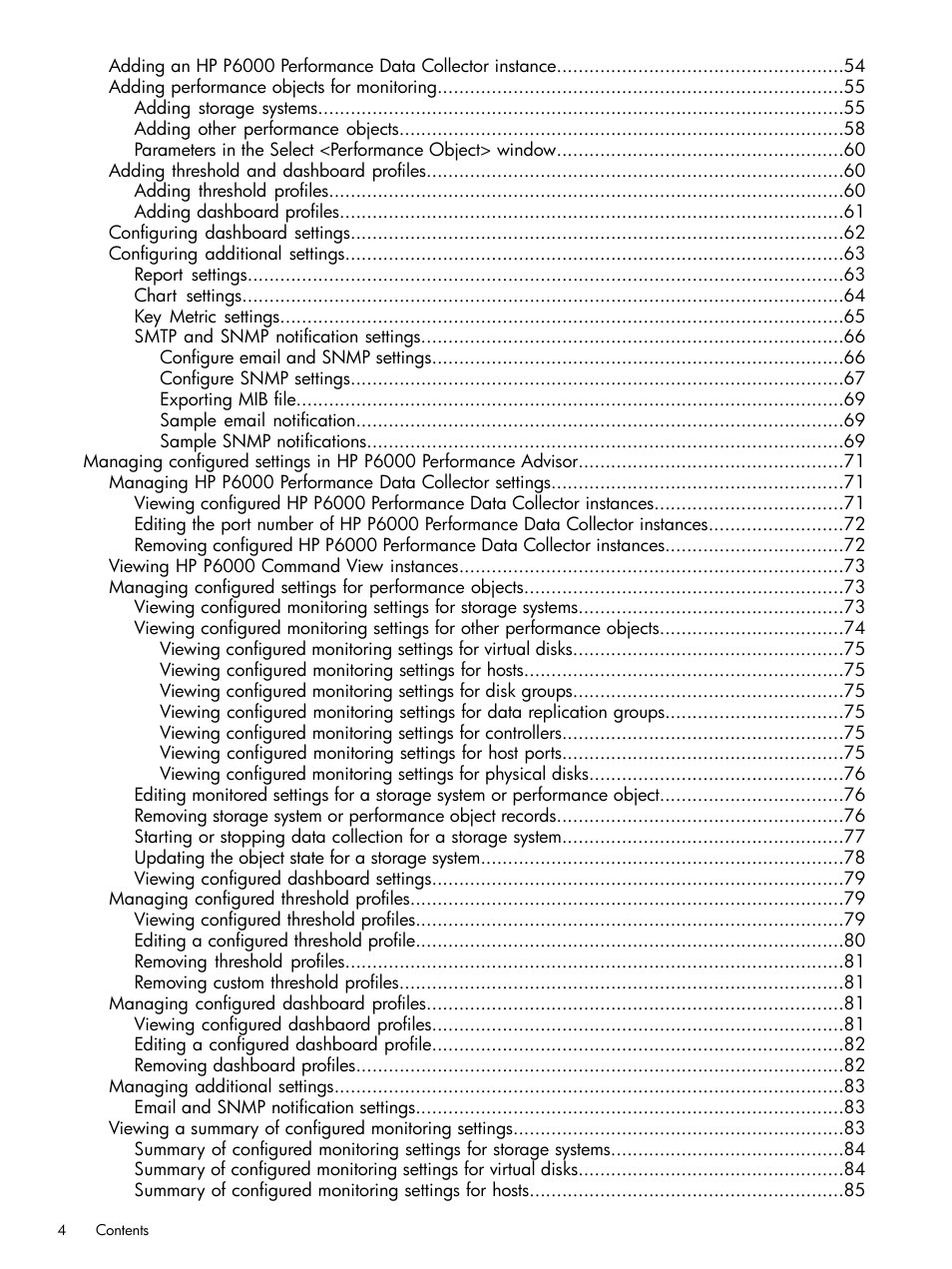 HP P6000 Performance Advisor Software User Manual | Page 4 / 186