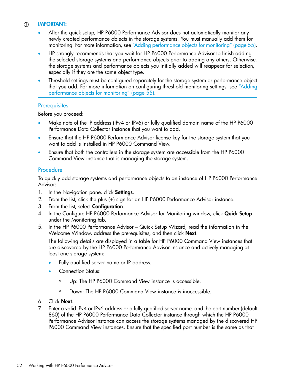 HP P6000 Performance Advisor Software User Manual | Page 52 / 186
