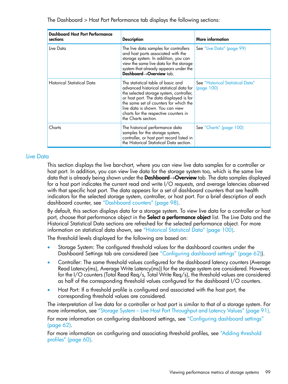 Live data | HP P6000 Performance Advisor Software User Manual | Page 99 / 186