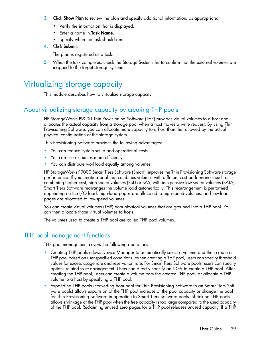 Virtualizing storage capacity, Thp pool management functions, 29 thp pool management functions | HP XP Array Manager Software User Manual | Page 29 / 128