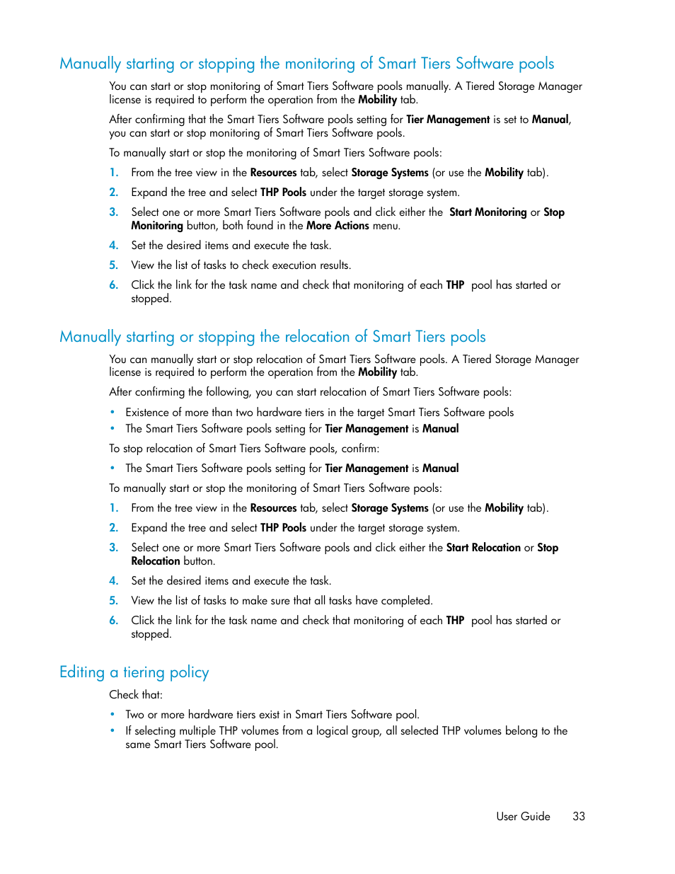 Editing a tiering policy, 33 editing a tiering policy | HP XP Array Manager Software User Manual | Page 33 / 128