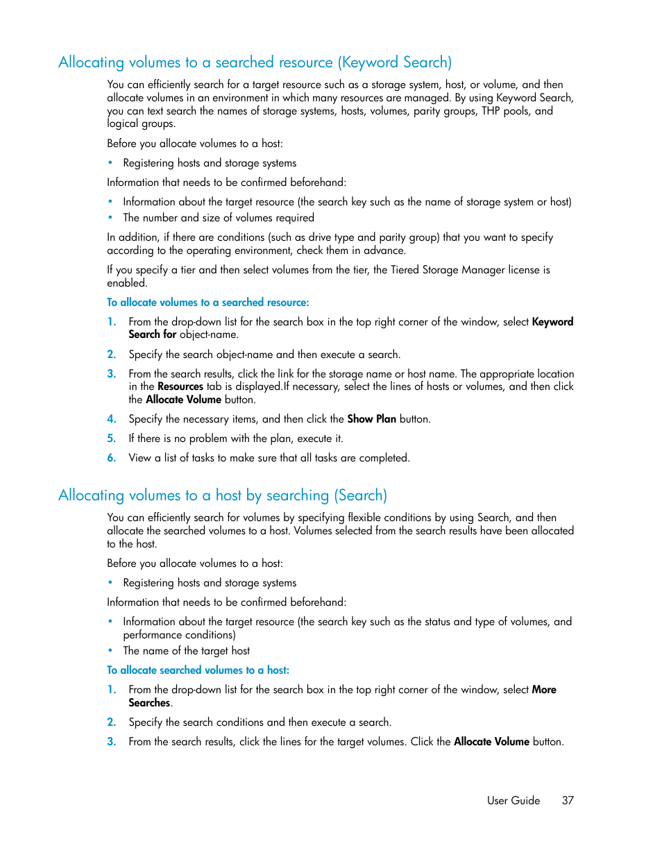 Allocating volumes to a host by searching (search) | HP XP Array Manager Software User Manual | Page 37 / 128