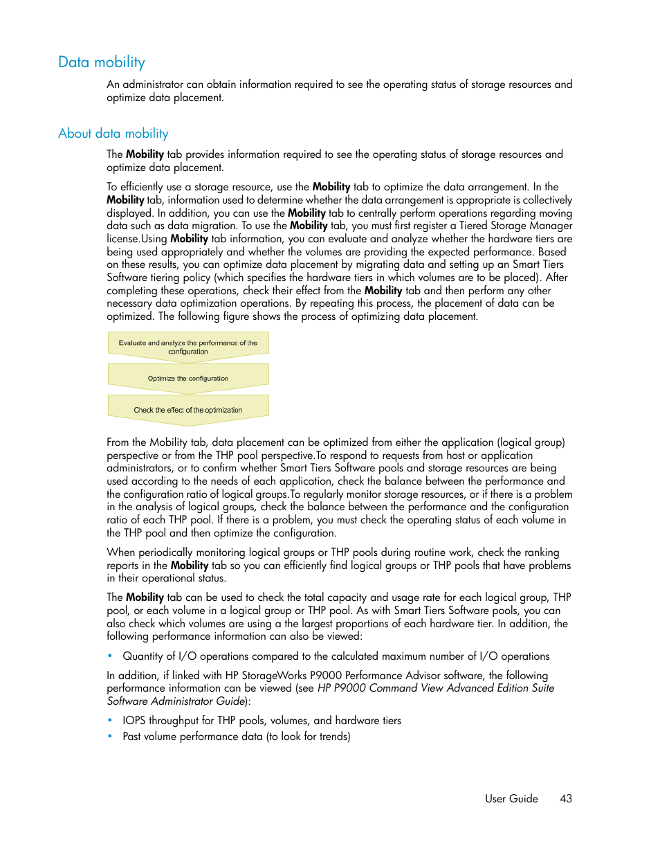 Data mobility, About data mobility | HP XP Array Manager Software User Manual | Page 43 / 128