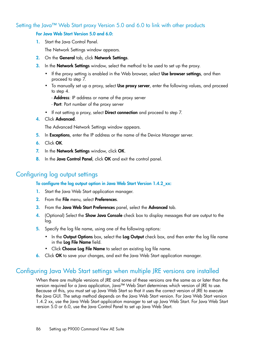 Configuring log output settings | HP XP Array Manager Software User Manual | Page 86 / 128