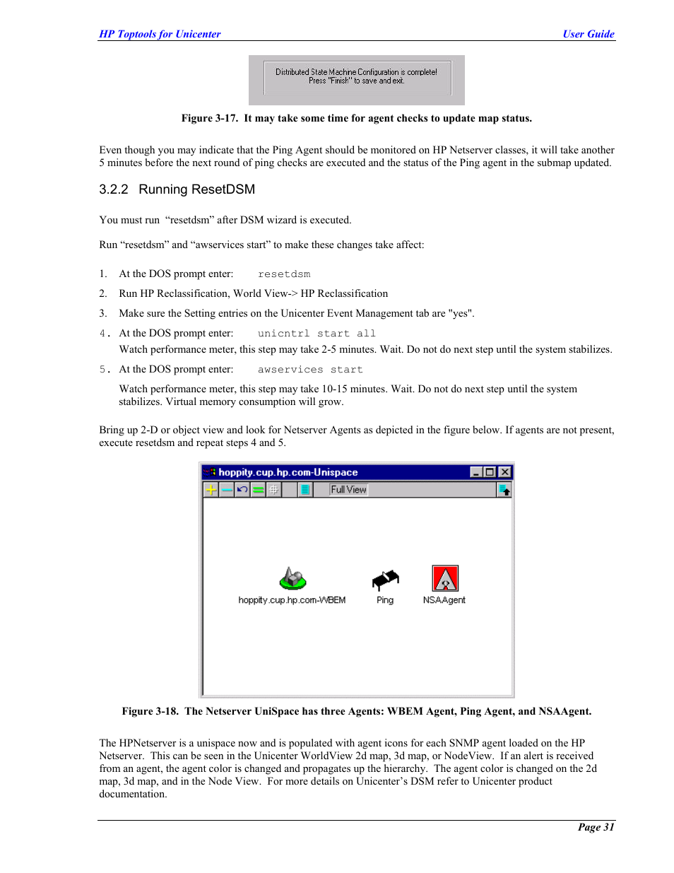 Running resetdsm | HP TopTools User Manual | Page 31 / 85