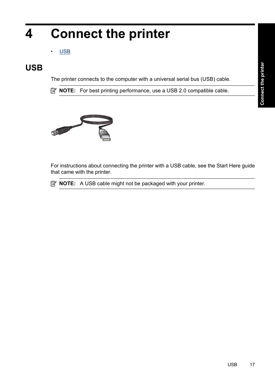 Connect the printer, 4 connect the printer, 4connect the printer | HP Deskjet Ink Advantage D730 Printer User Manual | Page 19 / 122