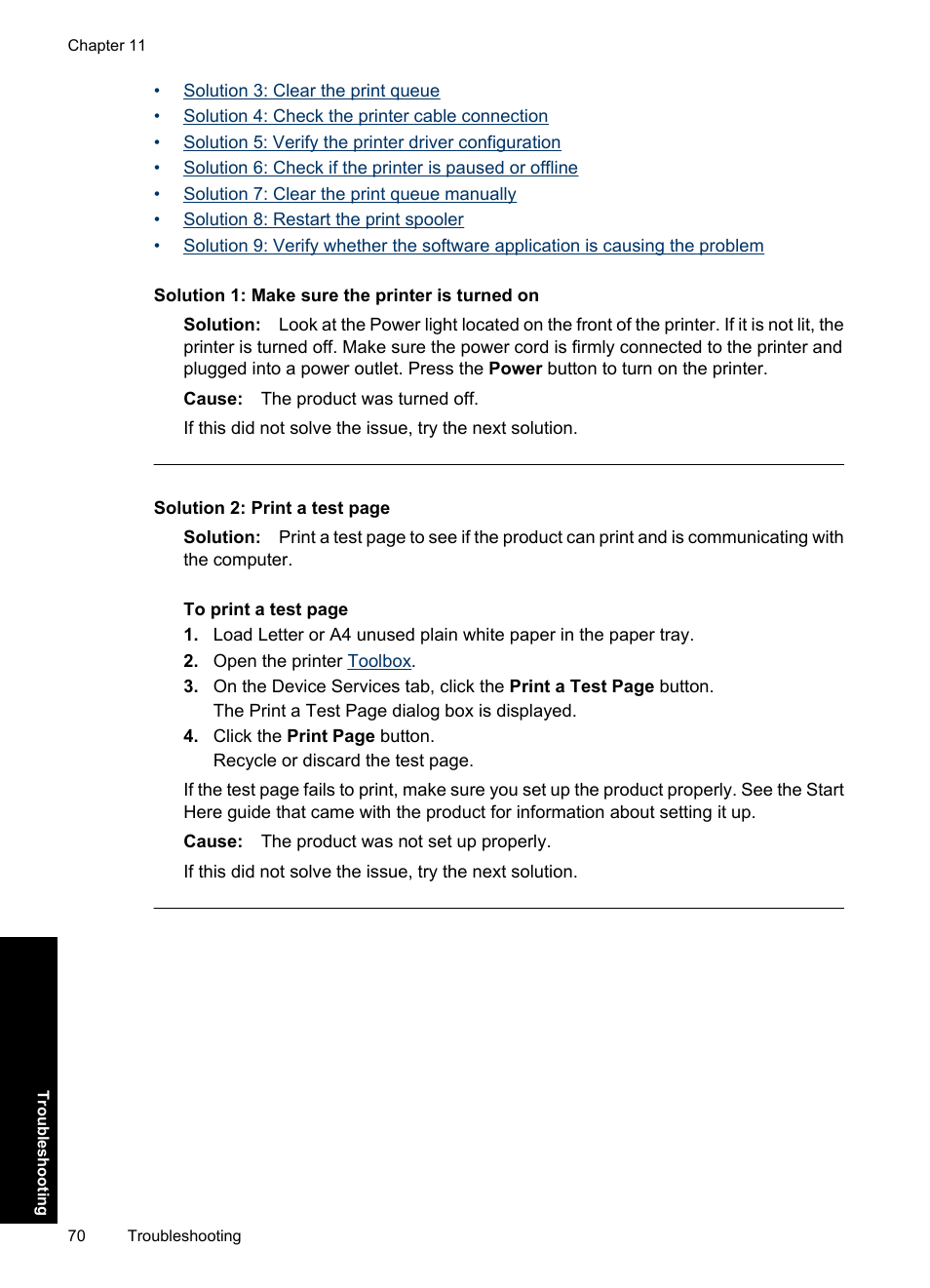 Solution 1: make sure the printer is turned on | HP Deskjet Ink Advantage D730 Printer User Manual | Page 72 / 122