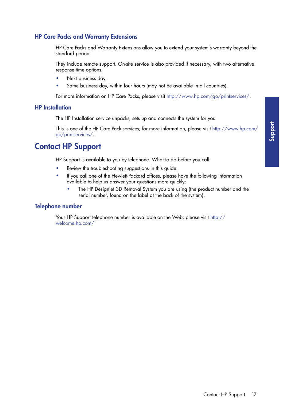 Contact hp support | HP Designjet 3D Printer series User Manual | Page 21 / 30