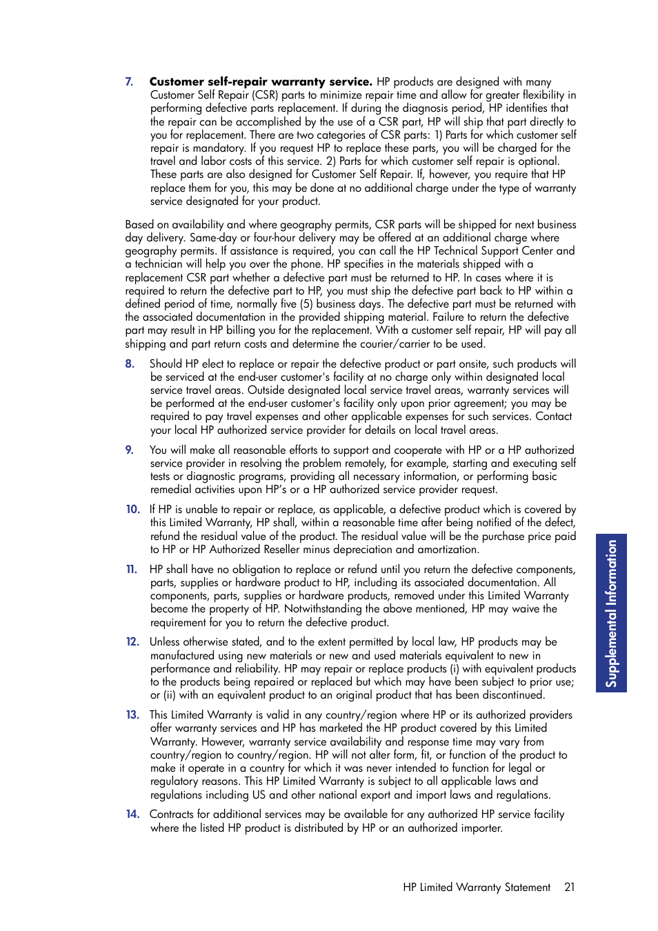 Suppl emental inf or m ation | HP Designjet 3D Printer series User Manual | Page 25 / 30