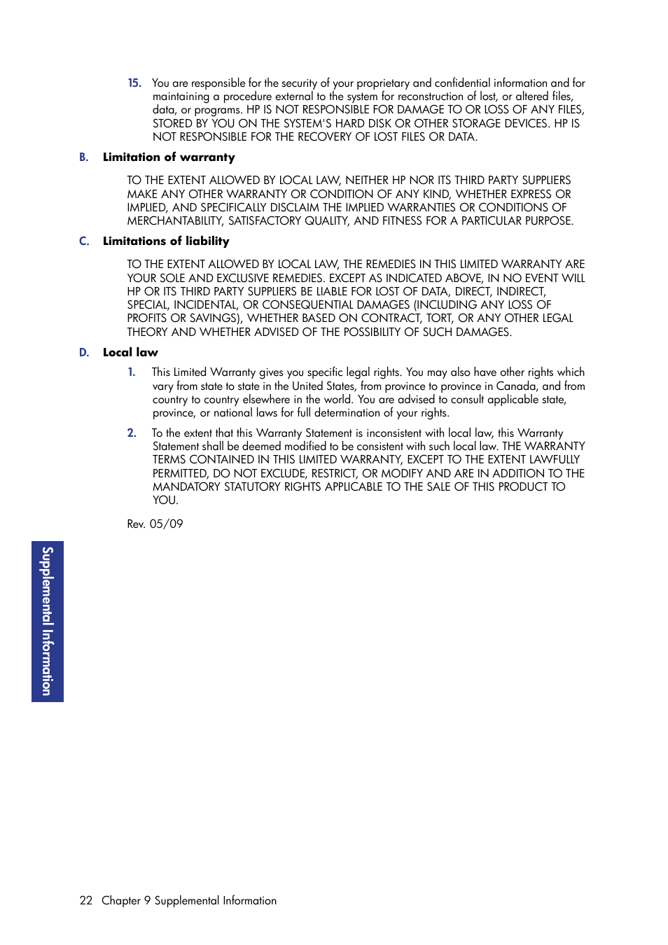 Suppl em ental inf orm ation | HP Designjet 3D Printer series User Manual | Page 26 / 30