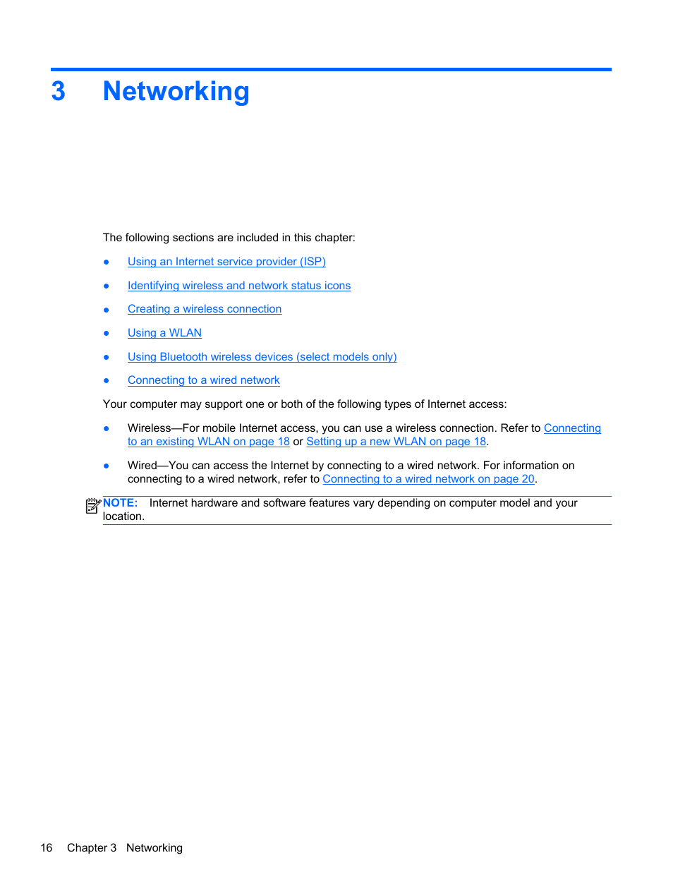 Networking, 3 networking, Information, refer to | 3networking | HP ProBook 4435s Notebook-PC User Manual | Page 26 / 108