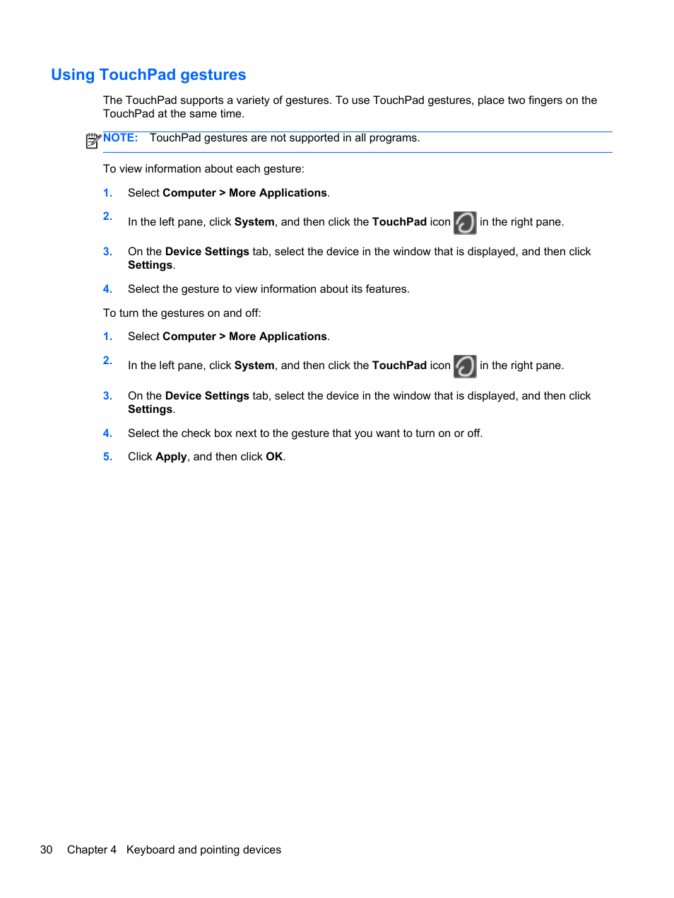 Using touchpad gestures | HP ProBook 4435s Notebook-PC User Manual | Page 40 / 108