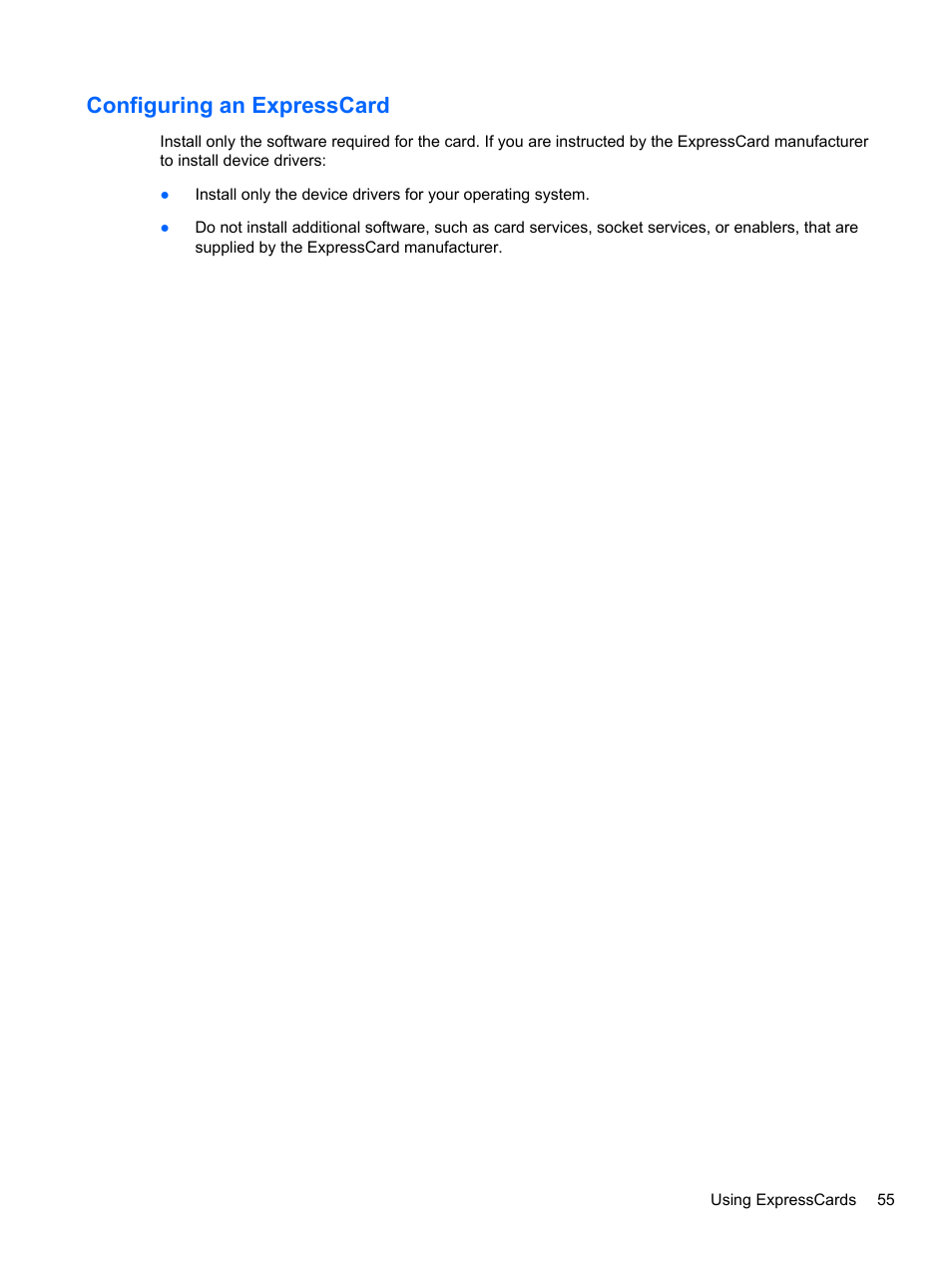 Configuring an expresscard | HP ProBook 4435s Notebook-PC User Manual | Page 65 / 108