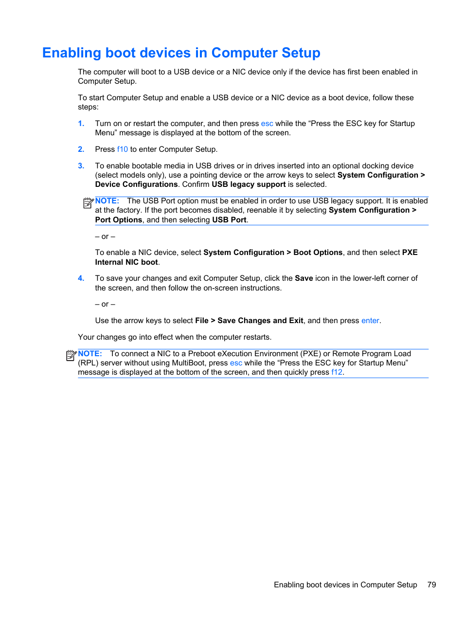 Enabling boot devices in computer setup | HP ProBook 4435s Notebook-PC User Manual | Page 89 / 108