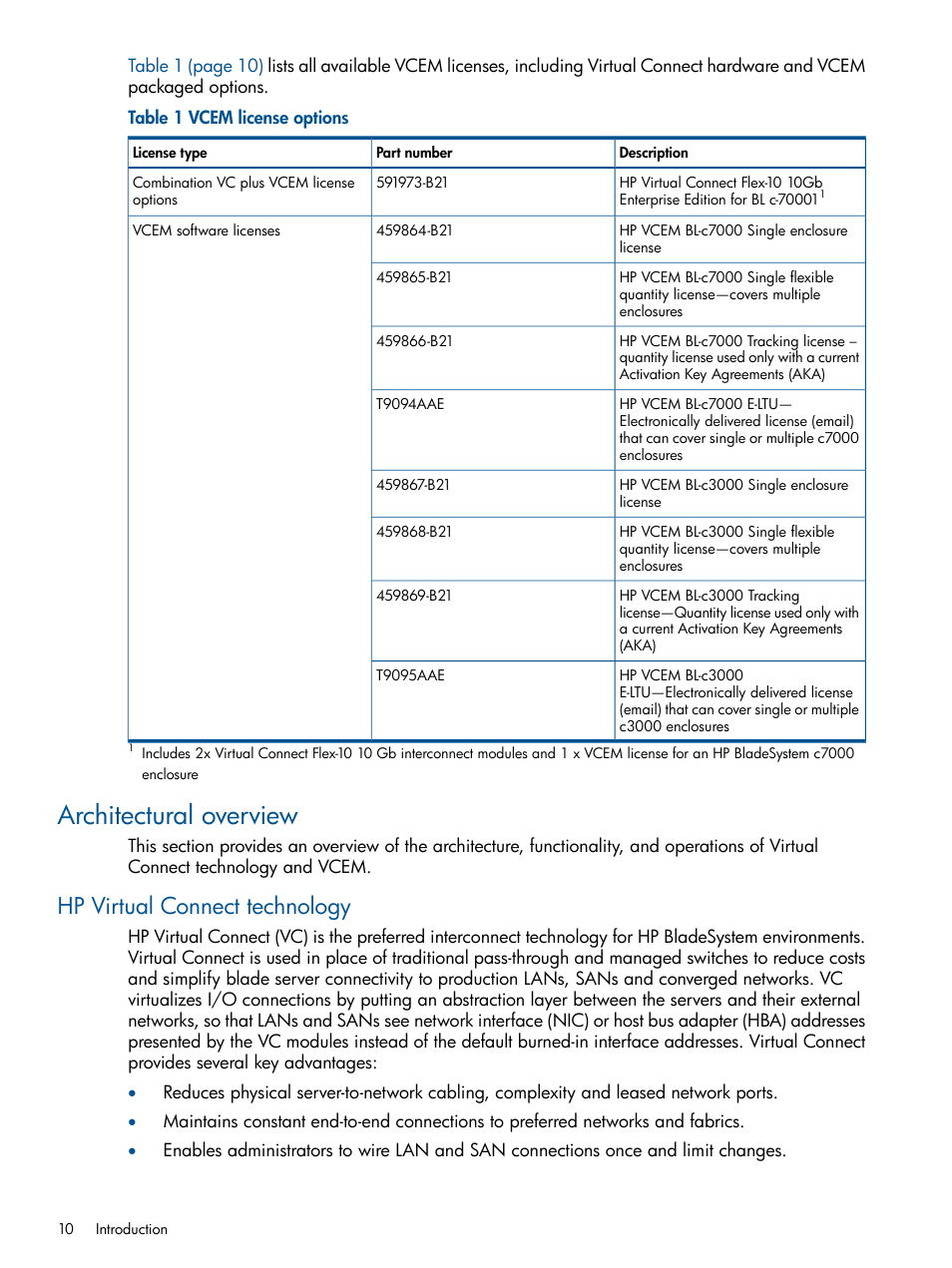 Architectural overview, Hp virtual connect technology | HP Insight Management-Software User Manual | Page 10 / 150