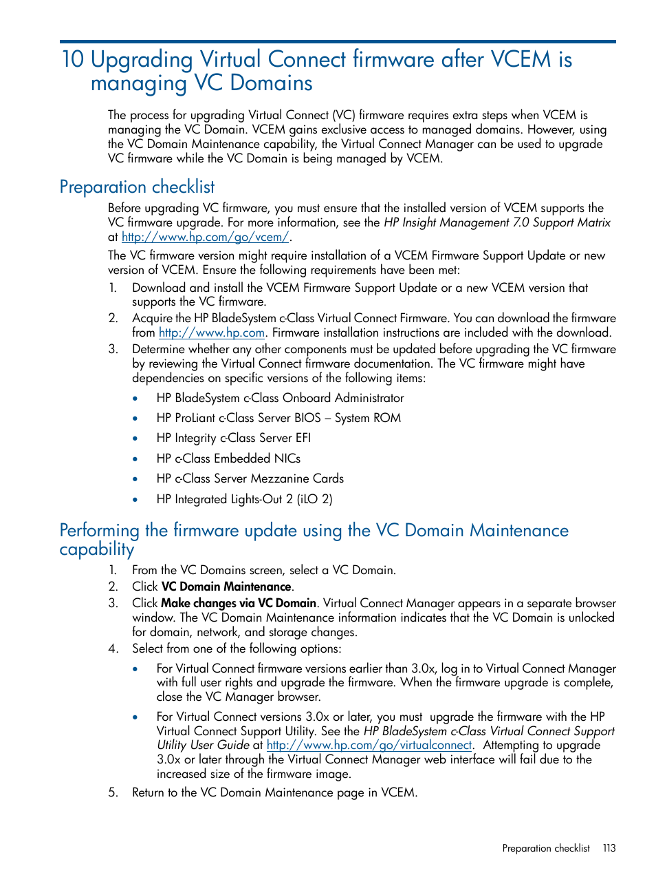 Preparation checklist | HP Insight Management-Software User Manual | Page 113 / 150