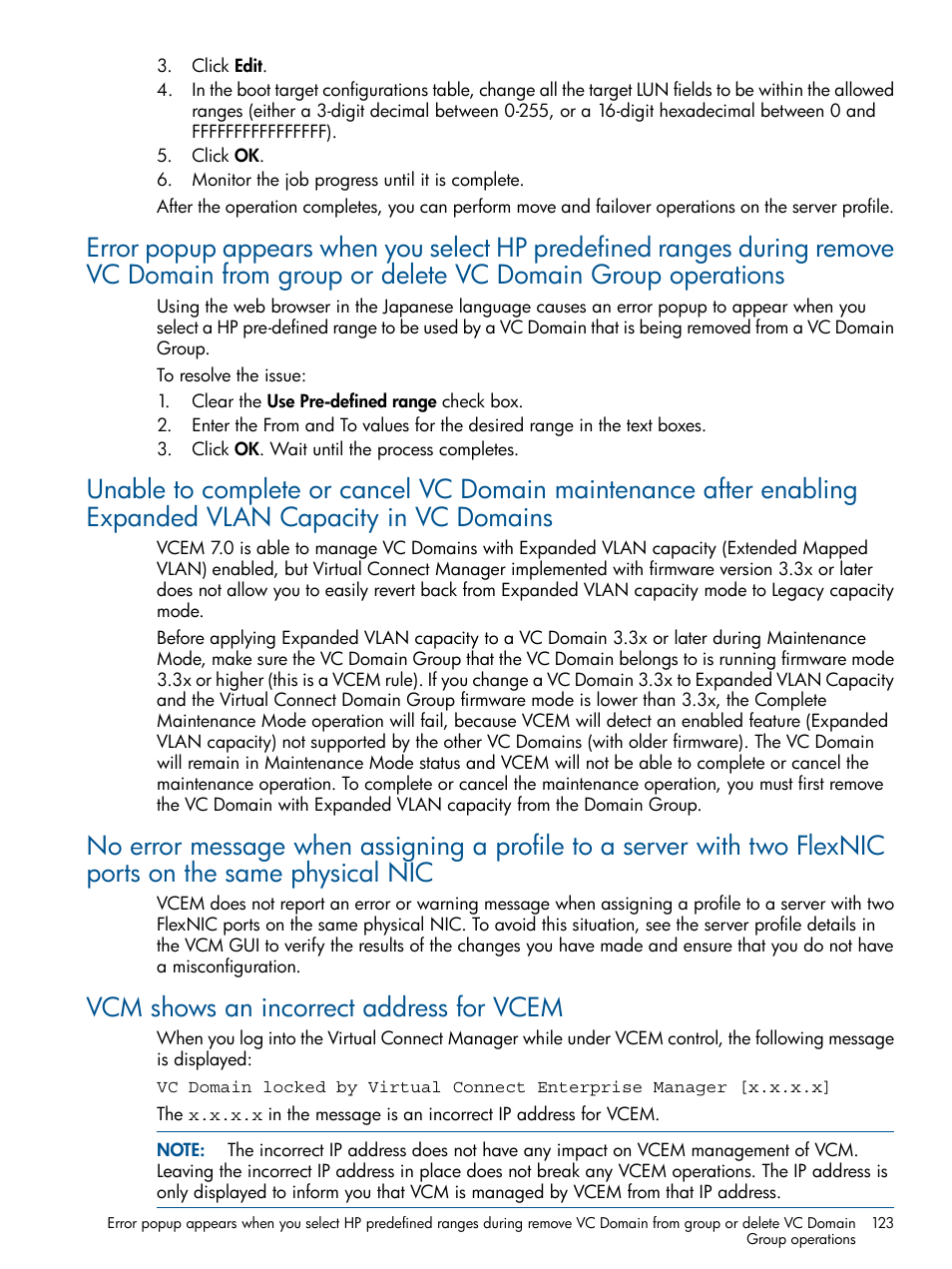 Vcm shows an incorrect address for vcem | HP Insight Management-Software User Manual | Page 123 / 150