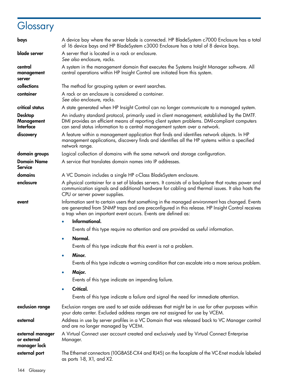 Glossary | HP Insight Management-Software User Manual | Page 144 / 150