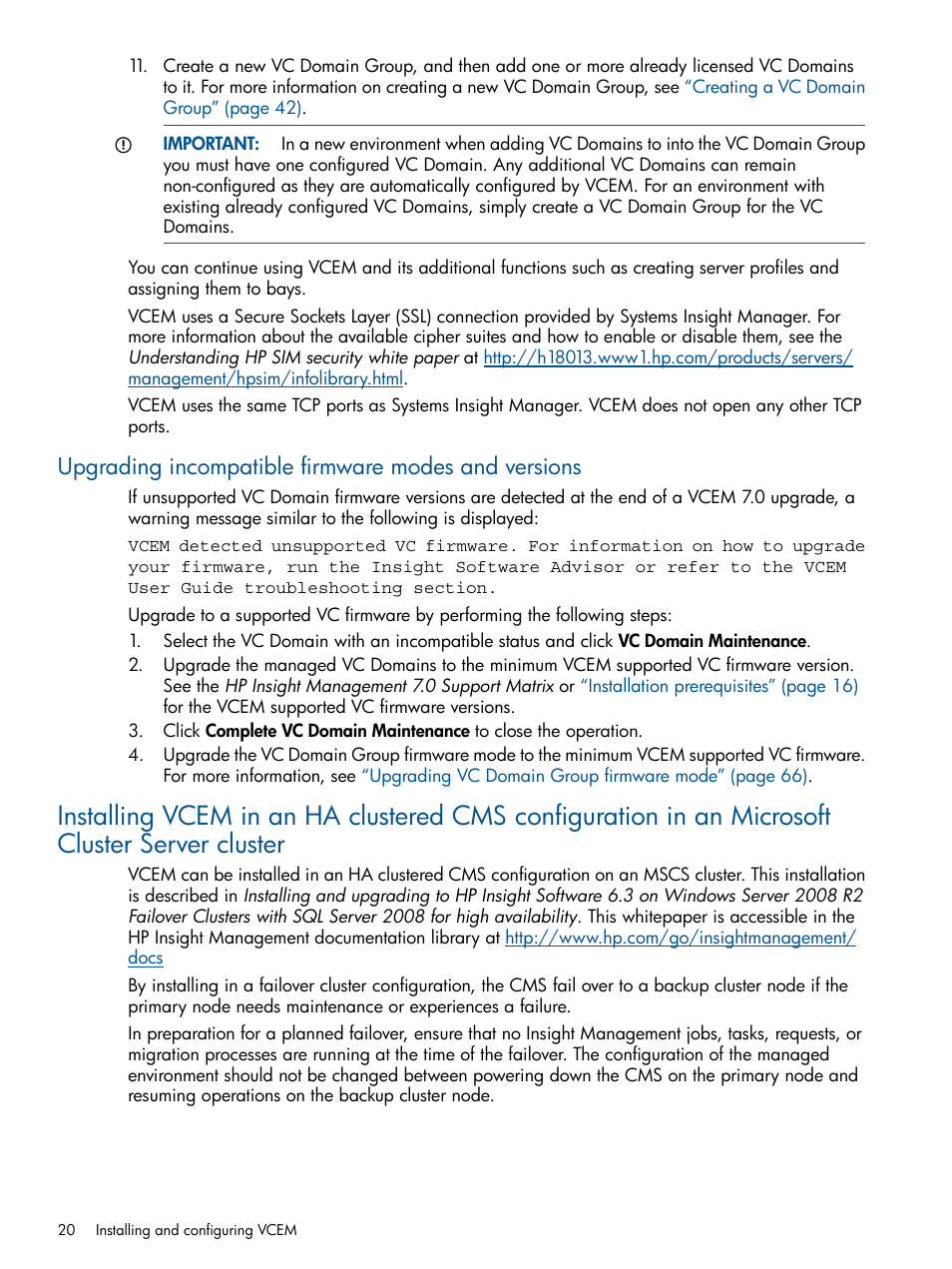 Upgrading incompatible firmware modes and versions | HP Insight Management-Software User Manual | Page 20 / 150