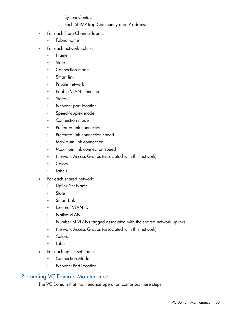 Performing vc domain maintenance | HP Insight Management-Software User Manual | Page 53 / 150