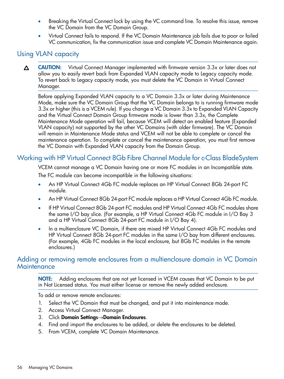 Using vlan capacity | HP Insight Management-Software User Manual | Page 56 / 150