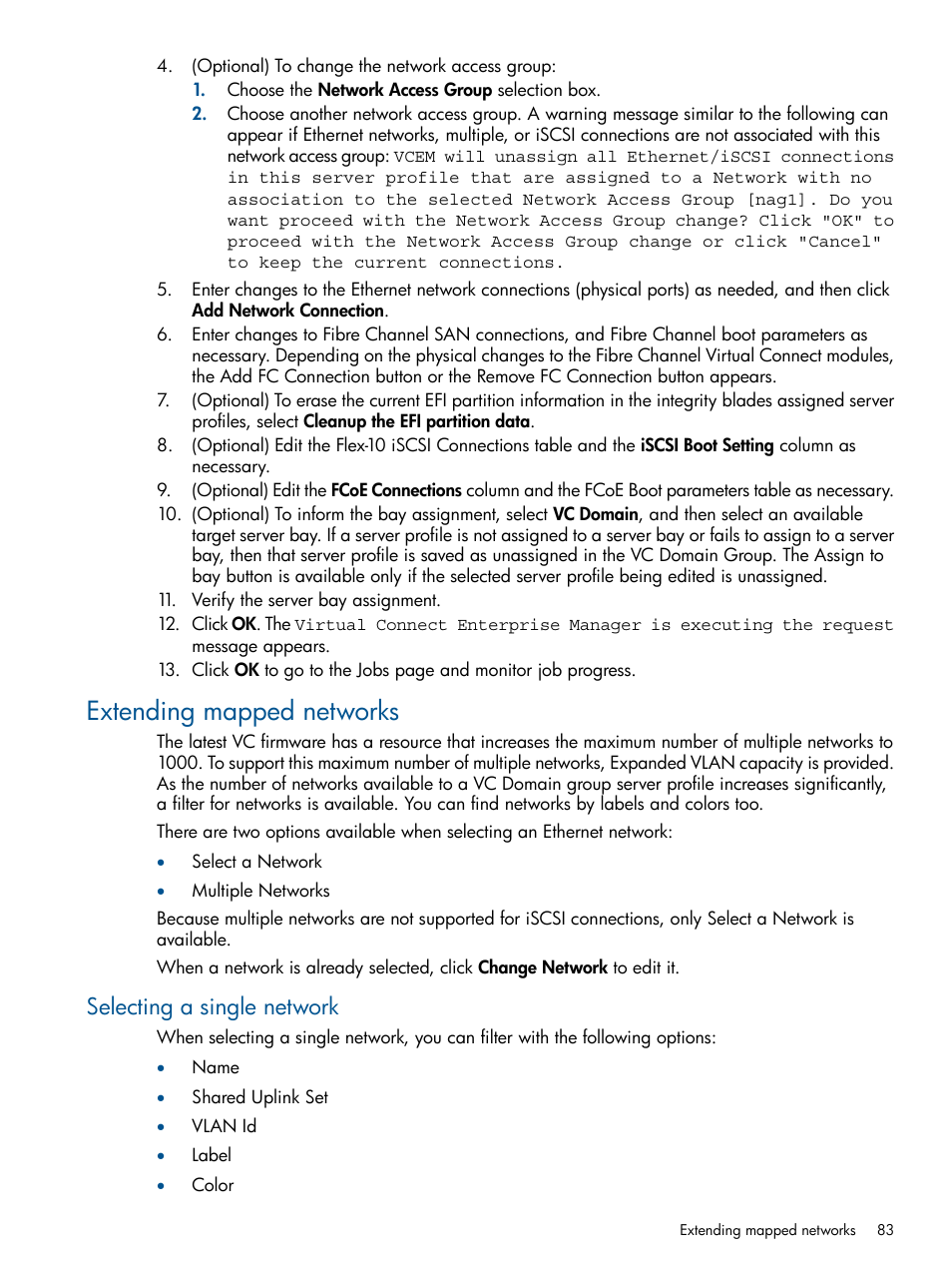 Extending mapped networks, Selecting a single network | HP Insight Management-Software User Manual | Page 83 / 150