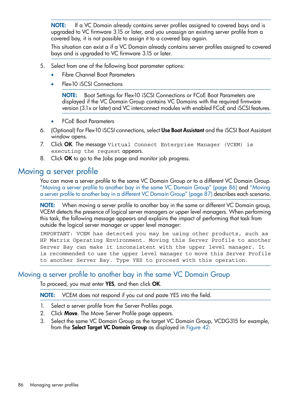 Moving a server profile | HP Insight Management-Software User Manual | Page 86 / 150