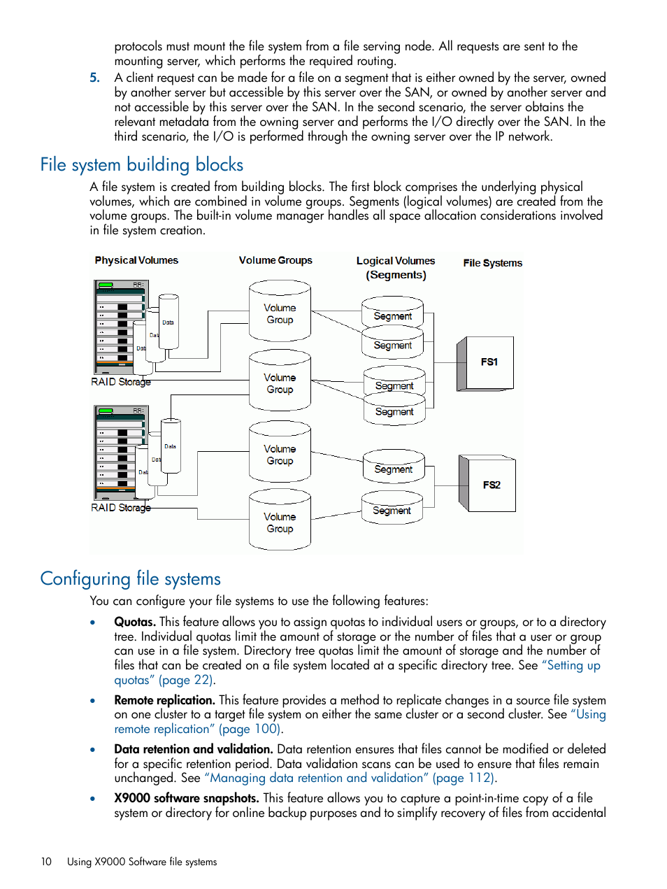 File system building blocks, Configuring file systems | HP StoreAll Storage User Manual | Page 10 / 165