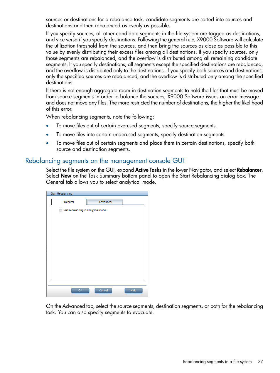 Rebalancing segments on the management console gui | HP StoreAll Storage User Manual | Page 37 / 165