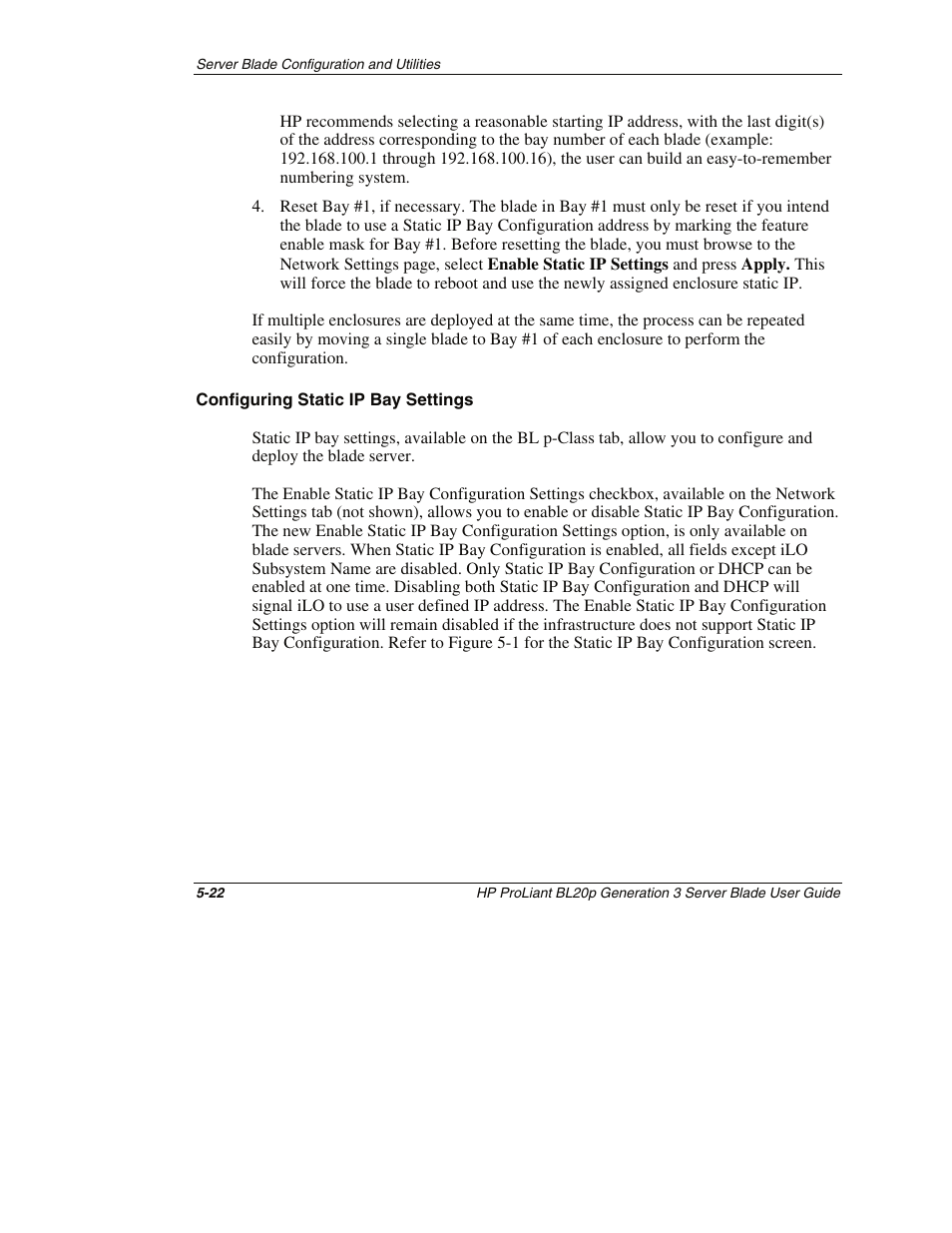 Configuring static ip bay settings | HP ProLiant BL20p G3 Server Blade User Manual | Page 66 / 115