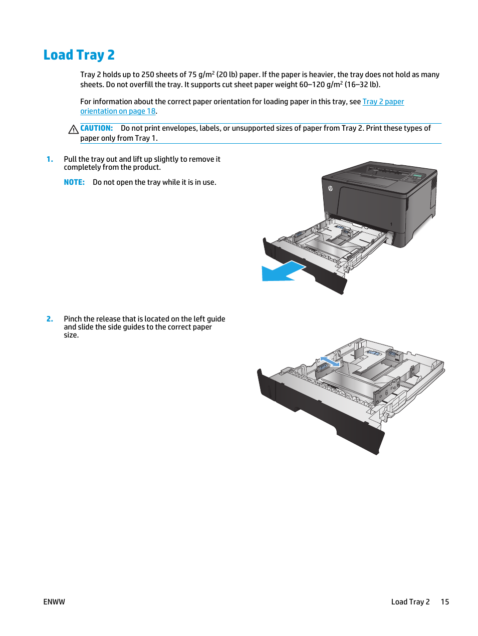 Load tray 2 | HP LaserJet Pro M701 Printer series User Manual | Page 23 / 98