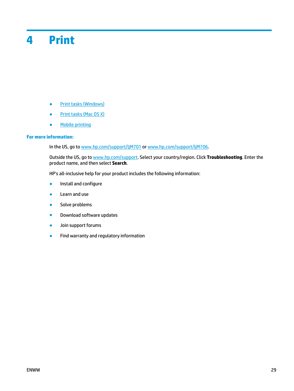 Print, 4 print, 4print | HP LaserJet Pro M701 Printer series User Manual | Page 37 / 98
