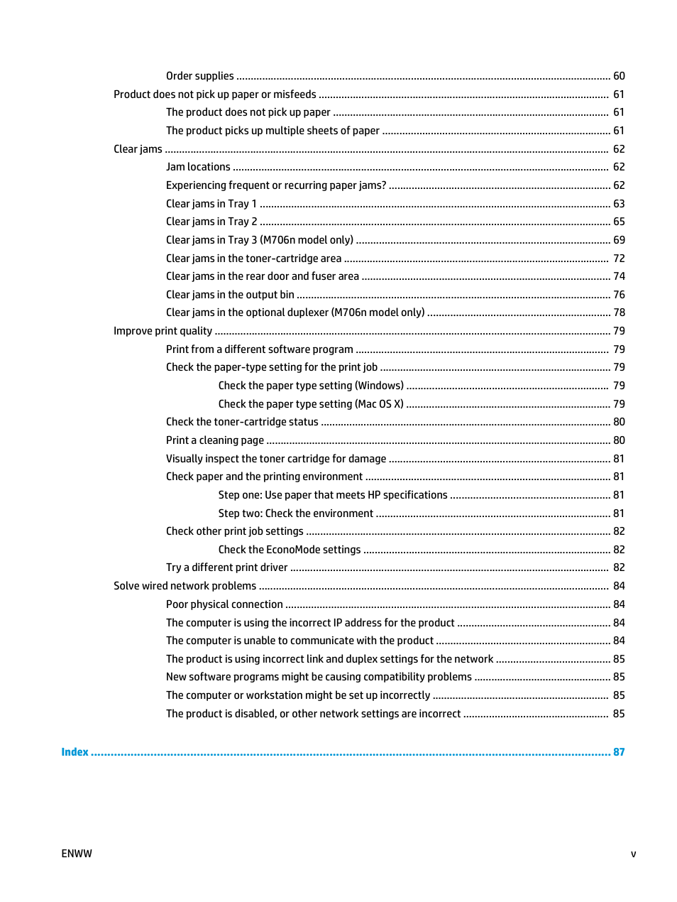 HP LaserJet Pro M701 Printer series User Manual | Page 7 / 98