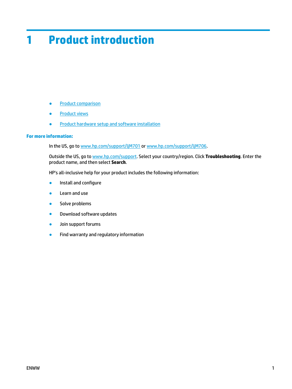 Product introduction, 1 product introduction, 1product introduction | HP LaserJet Pro M701 Printer series User Manual | Page 9 / 98